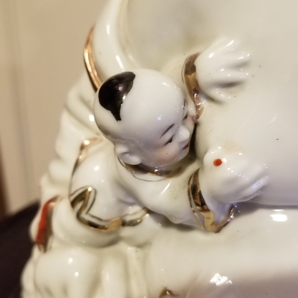 10" Vintage Japanese Kutami Porcelain Hotei Buddha & Children - Picture 8 of 16
